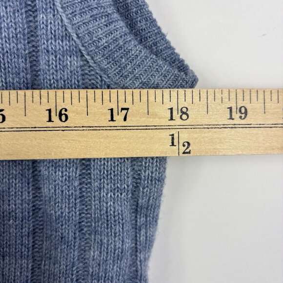 Vintage Mens Sweater Vest M Blue Ribbed Academia 80s 90s USA American Priority - Picture 7 of 8